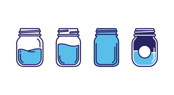 Mason Jar Line art vector set minimal abstract decorative illustration