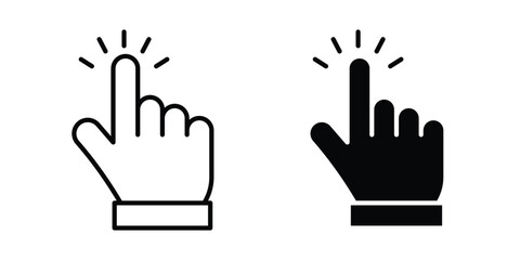 Fototapeta premium Hand click icon symbol. Icon in flat style and line. Black and white