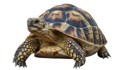 Fototapeta premium Tortoise with patterned shell isolated on transparent background