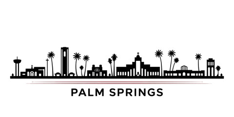 Fototapeta premium Palm Springs cityscape with palm trees and buildings American city skyline