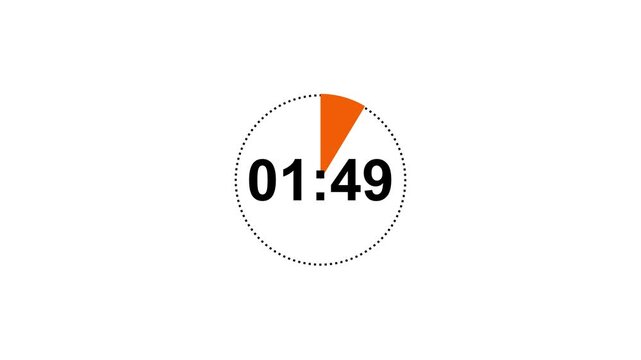 A 2-minute circular countdown timer animation on a white background, counting down from 120 to 0, motion graphics video.