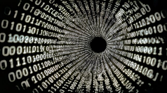 Digital Vortex: Binary Code Spiral in Cyberspace