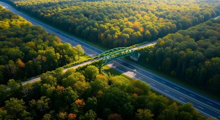 Fototapeta premium Eco-friendly Infrastructure Concept - Green Bridge Across Multi-lane Road