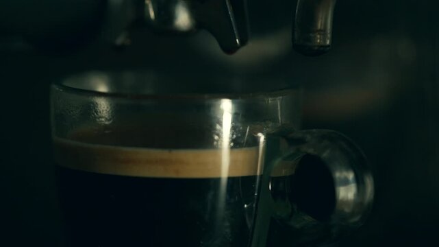 Close-up of an espresso machine portafilter