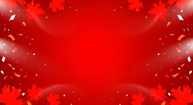 Vibrant red canada day celebration background with maple leaves and fireworks patriotic canadian holiday