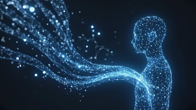 Abstract artificial intelligence background with glowing data flows and neural patterns, ideal for technology, innovation, business and digital future concepts 36