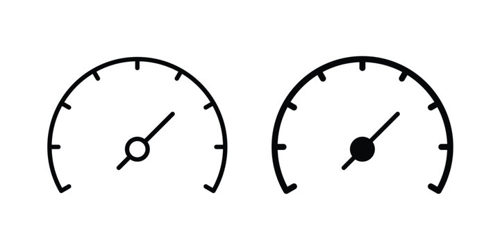 Speedometer icon symbol. Icon in flat style and line. Black and white