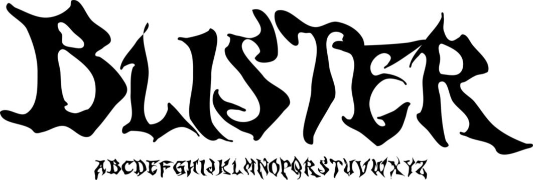 Blister Flame Gothic Font Alphabet &ndash; Distorted Fire Display Typeface with Dark Aggressive Style for Metal Band Logos, Horror Posters, Album Covers & Intense Typography Design