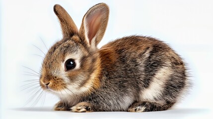 Obraz premium Cute Brown Baby Rabbit: Adorable Fluffy Pet with Big Eyes