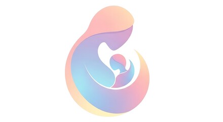 Fototapeta premium Abstract Mother and Baby Logo Gradient Minimal Embrace Symbol Modern Parenthood Care Icon Design