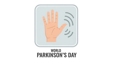 Obraz premium World Parkinson's Day medical illustration, shaking hand icon representing tremor symptoms, neurological health awareness concept for healthcare