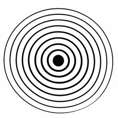 Naklejka premium Print Concentric Ripple Circles Line – Radial Sonar Wave, Soundwave Signal and Touch Effect Icon – Minimal Round Circular Vector Design
