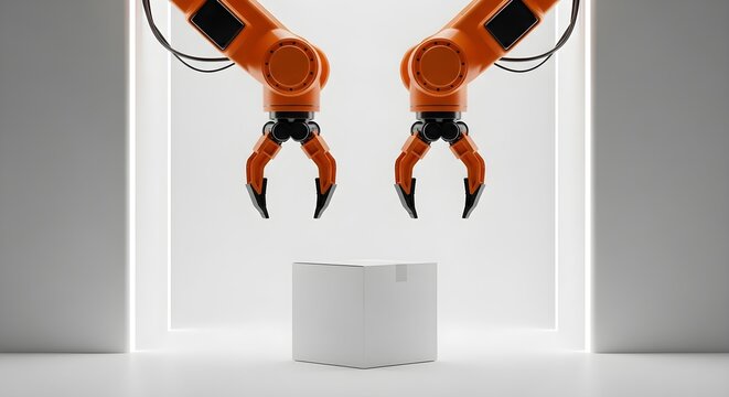 Robotic Arms Assembling A Product With Precision In A Clean Environment