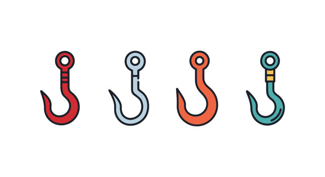 Meat hook Line art vector set abstract minimal shape illustration