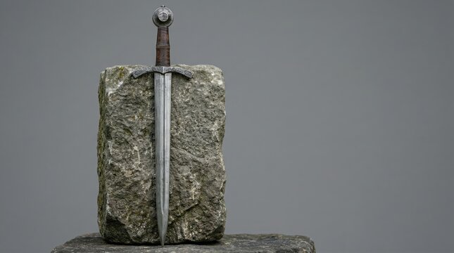 Ancient sword in stone, symbol of power and legacy