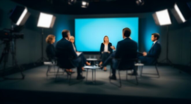 Dynamic office meeting with blur background team collaboration presentation and modern workplace concepts