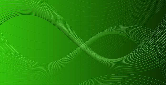Vibrant green infinity wave lines on abstract gradient background