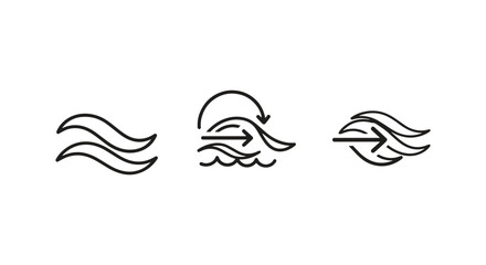Naklejka premium Sea Current Line art vector simple abstract color