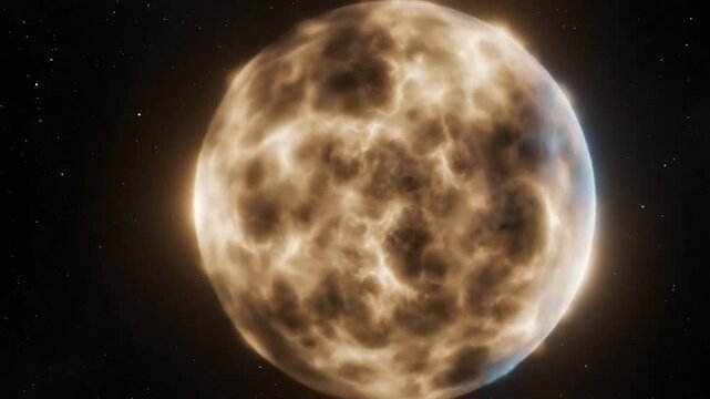 Glowing star or sun in deep outer space background