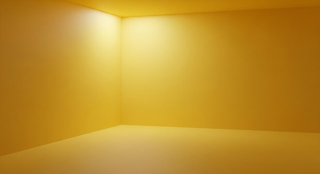 Empty golden room interior bright studio corner with soft light from above clean minimalist design