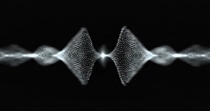 Fingerprint wave pattern on black background.