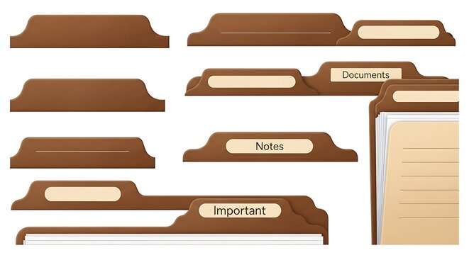File folder tabs for organizing documents and important papers.