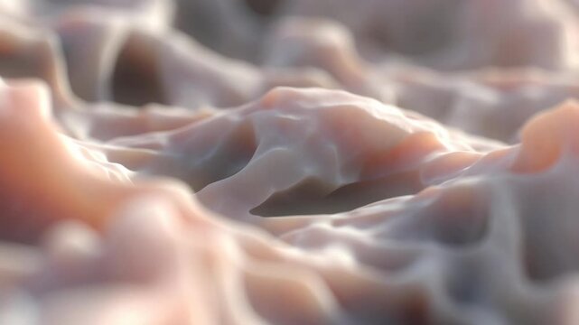 Soft abstract organic terrain shown in closeup, smooth pastel style on blurred background, concept of fluidity