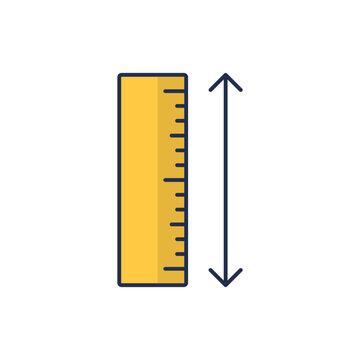 Measure ruler icon in flat design. Scale tool symbol