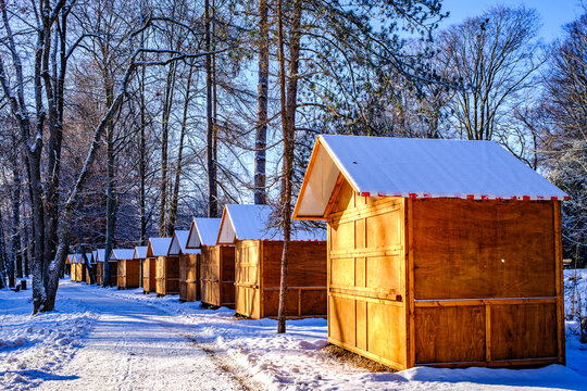 typical sales booth at a christmas market