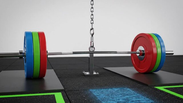Weightlifting Barbell Exercise Demonstration: Slow Lower, Stretch, and Drive Back Up with Animated Visuals