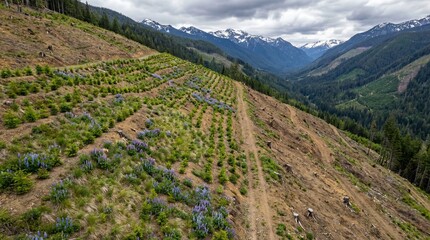 Obraz premium Mountain Rewilding Ecological Restoration