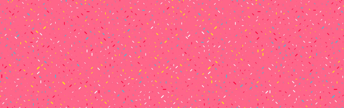 Colorful sprinkles banner background, colorful falling decorative sprinkles background