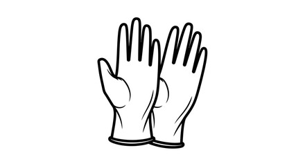 Fototapeta premium Clean Hands Protection: Black and White Line Art Icon of Gloves