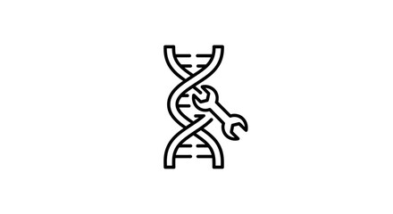 Obraz premium DNA helix with wrench icon, symbolizing genetic engineering, biotechnology, and gene editing