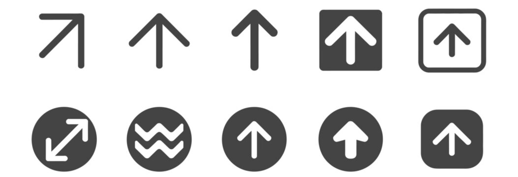 Collection of upward and diagonal arrows, including abstract wavy lines, for direction and progress.
