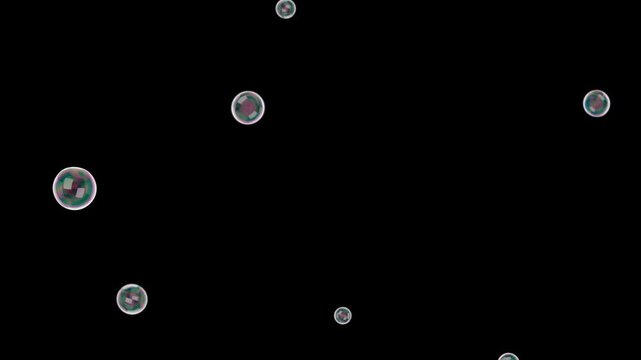 下から舞い上がりはじめる白色の小さいシャボン玉 アルファチャンネル　4K動画
