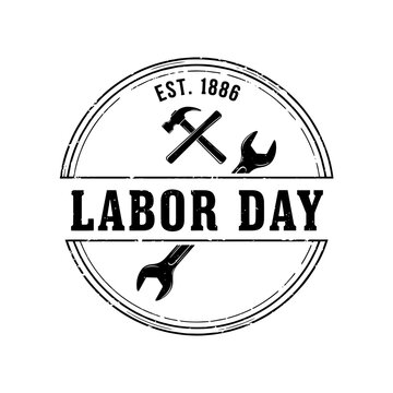 Vintage Labor Day Emblem with Tools and Text in Classic Style with Nostalgic Mood.svg