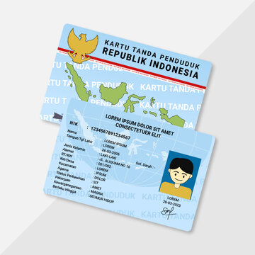 Indonesia id card ktp illustration flat design indonesian identity