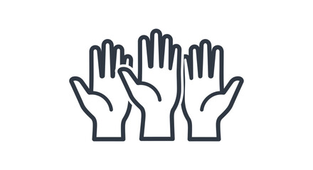 Obraz premium three raised hands icon symbolizing participation teamwork and community support ideal for illustrating social engagement and collective action.