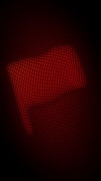 Red Flag Particle Animation on Dark Background, Glowing Dot Grid 3D Waving Banner Seamless Loop, 9:16 Vertical Video