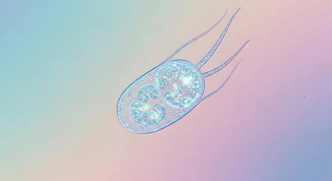 Single celled protist under microscope effect