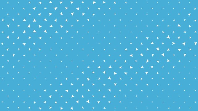 Animated Seamless Pattern Of Small White Triangle Arrows With Shimmering Pulsation On A Bright Blue Background, 4K