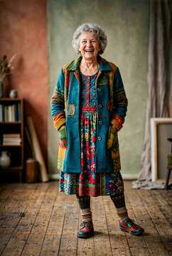 K&uuml;nstlerin (Seniorin) in ihrem Altelier