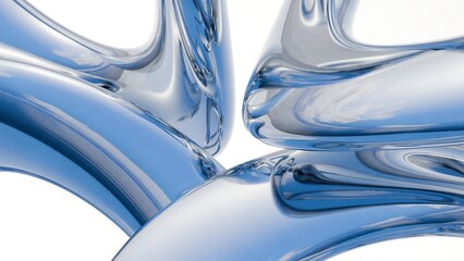 Fluid liquid blue metal shapes and spheres abstract background. 3d illustration © MaxFrost