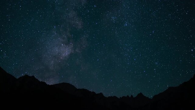 Delta Aquarids Meteor Shower and Milky Way Galaxy 50mm Southwest west Sky Tilt Down Mt Whitney Peaks Sierra Nevada California USA Time Lapse