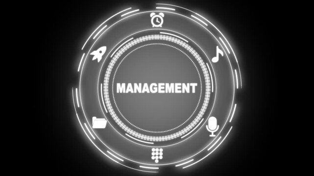Interactive smart management interface animation for business management flow and technology concept.