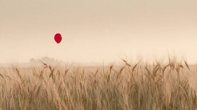 Red Kite Flying Over Wheat Field at Sunset