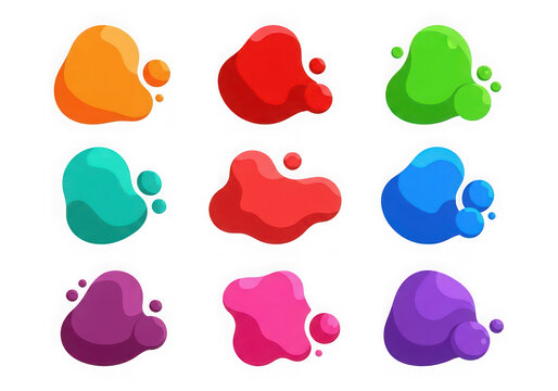 A collection of colorful paint blobs in different hues