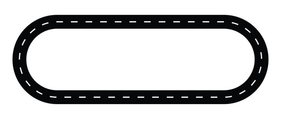 Obraz premium Set of circle Wavy winding curves roads and horizontal path. Top view of race track and highway. Flat vector illustration isolated on white background,