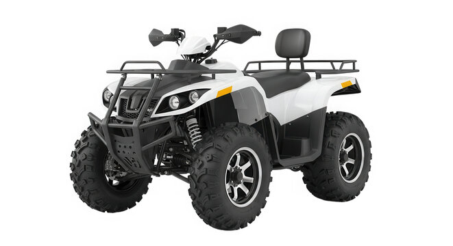 White all terrain vehicle studio shot isolated on transparent background